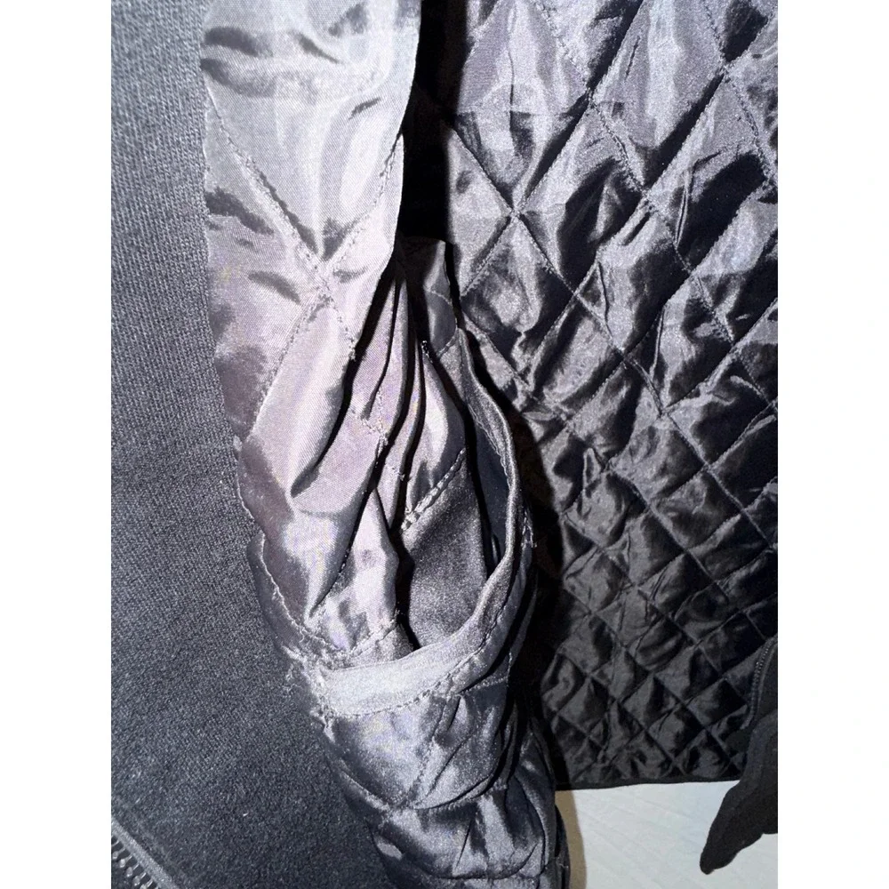 Calvin Klein Mens Black Wool Blend Quilted Lined Zip Up Button Front Coat Jacket